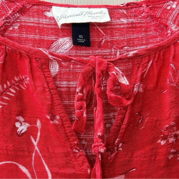 Universal Thread Red Floral Peasant Boho Long Sleeve Top Blouse Size XS - Picture 5 of 9